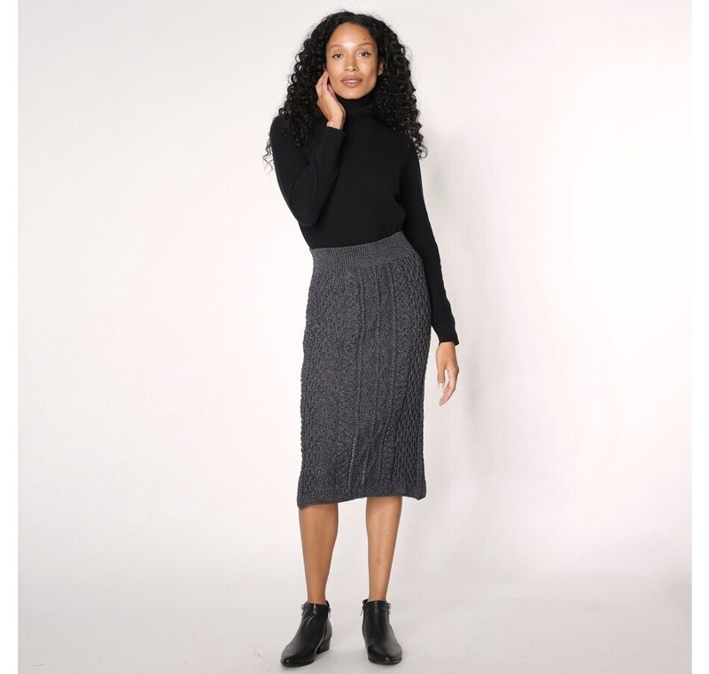 Merino Wool Cable Knit Pencil Skirt