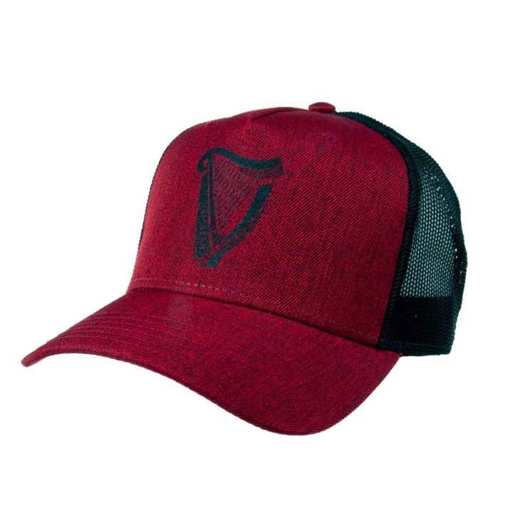 Black & Red Rubber Harp Trucker Hat