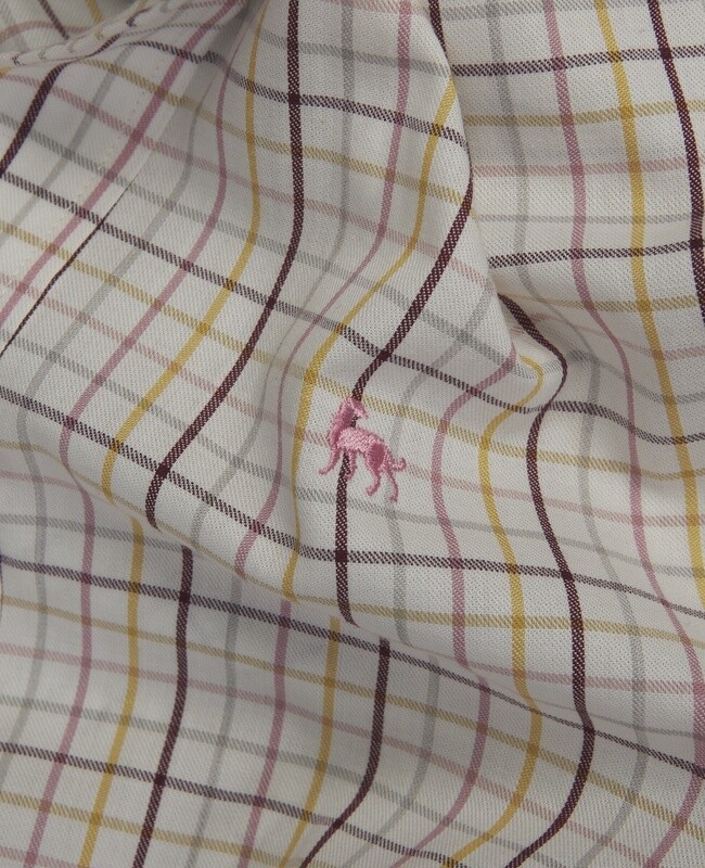 Tullagh Shirt In Burgundy &amp; Yellow Tattersall Check