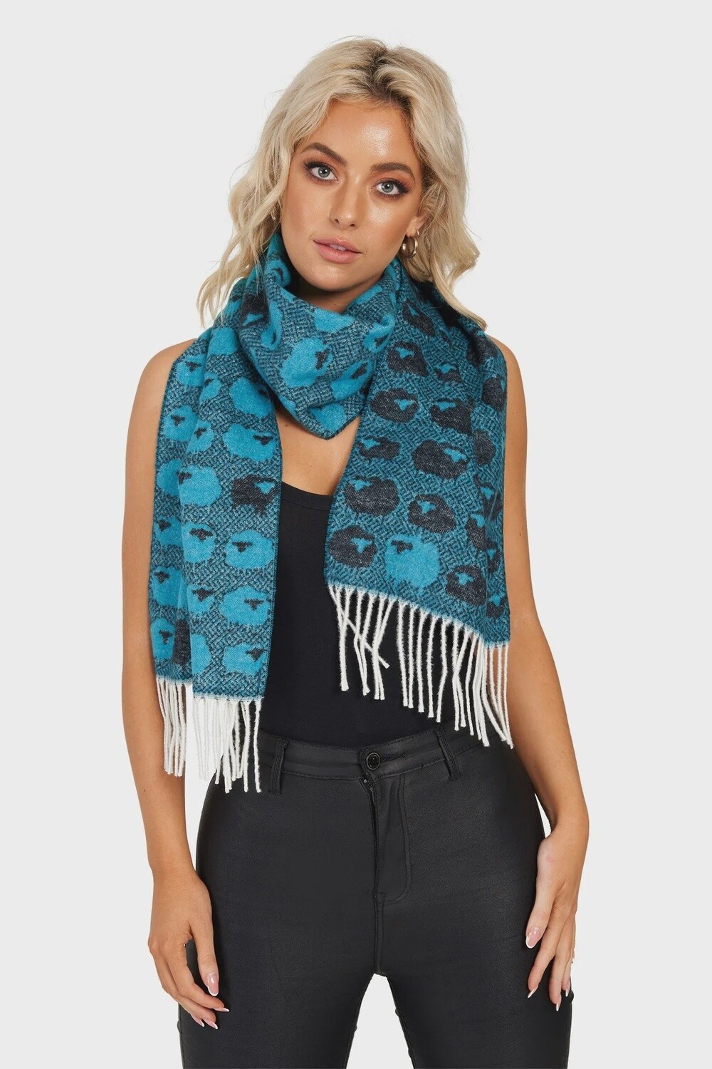 Mini Sheep Scarf-Turquoise
