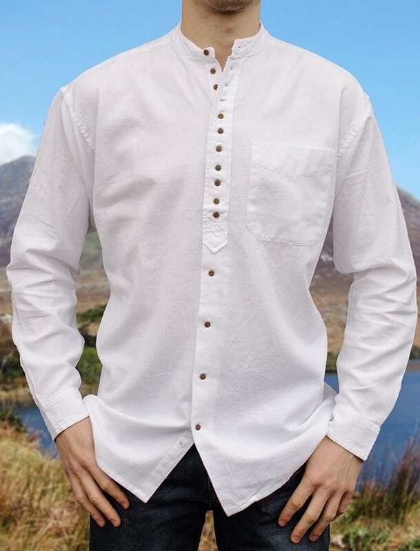 Cotton &amp; Flax Grandfather Shirt - White