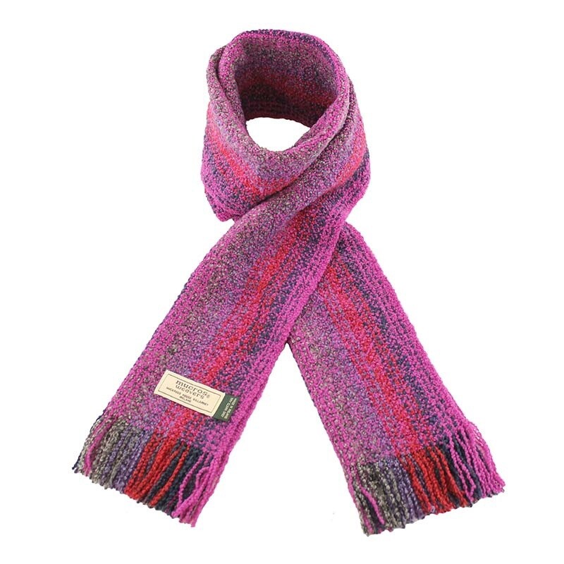 Merino Wool &amp; Cashmere Skellig Scarf - Pink Stripe