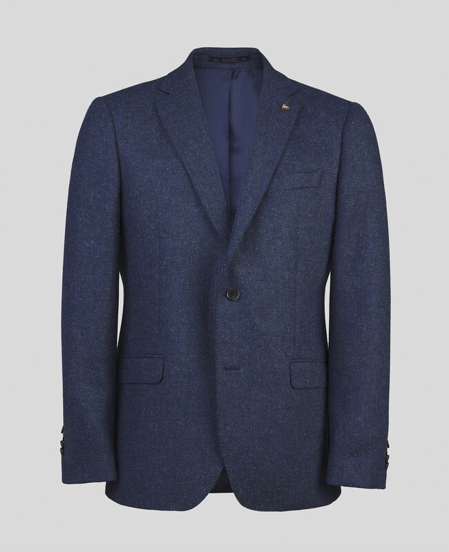 Clady Donegal Tweed Blazer In Blue Herringbone