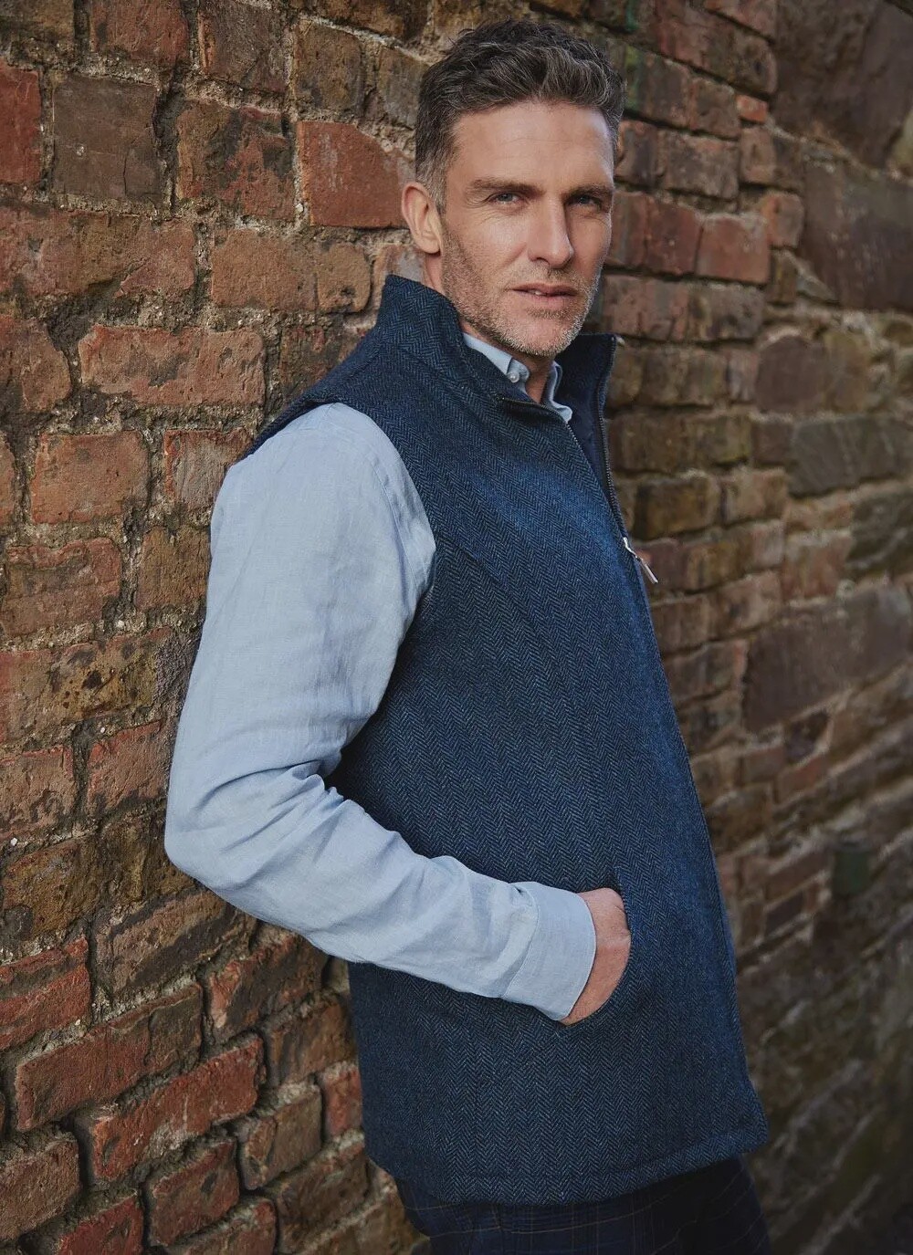 James Wool Tweed Bodywarmer - Navy