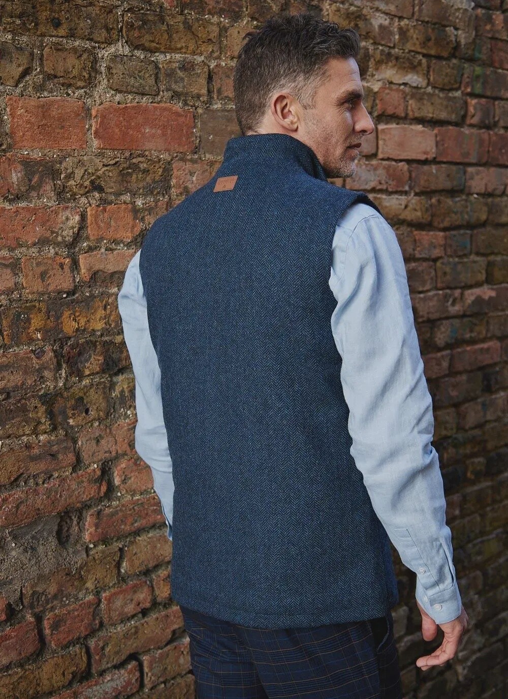 James Wool Tweed Bodywarmer - Navy