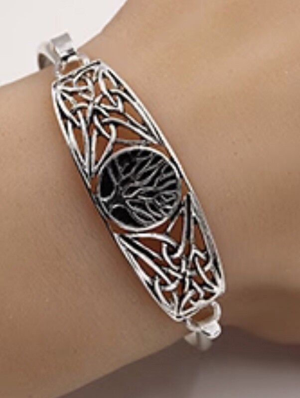 Tree of Life Bangle-Silver Plated