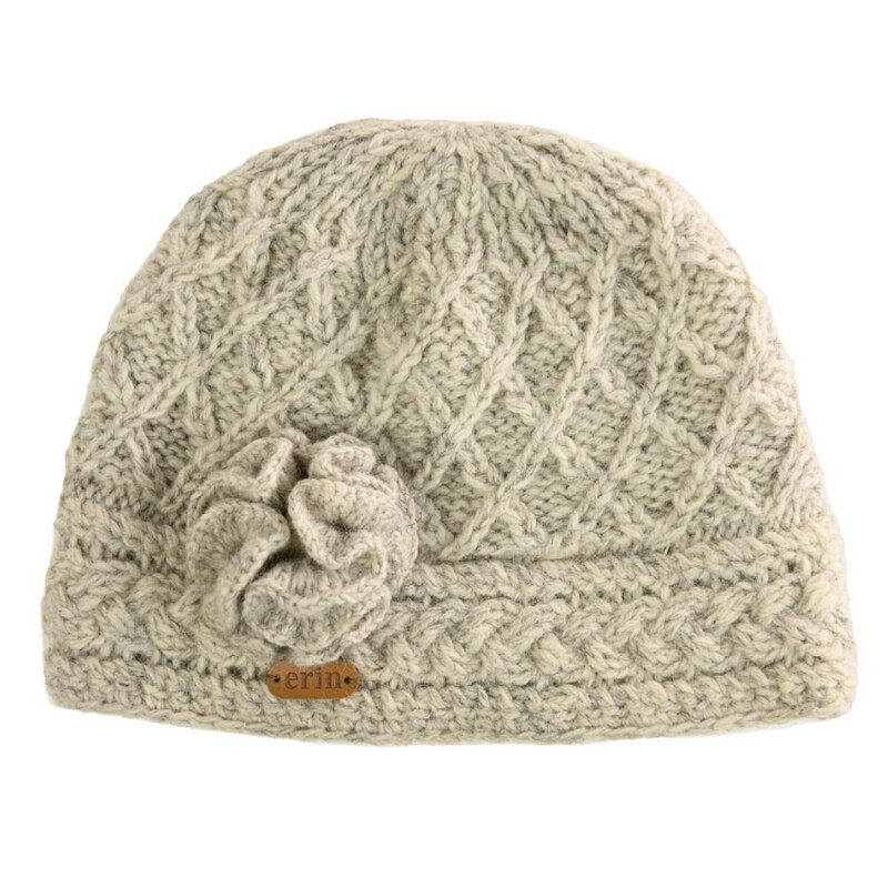 Aran Trellis Design Pullon Hat - Oatmeal