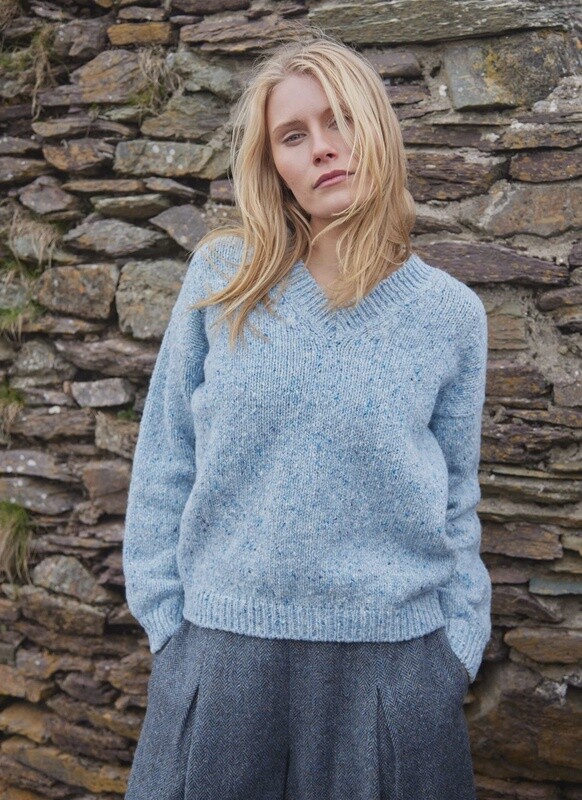 Donegal Fleck Ladies V-Neck Sweater