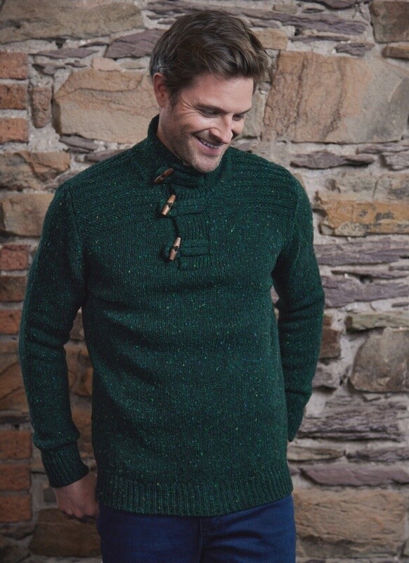 Fisherman Toggle Neck Sweater - Emerald Green