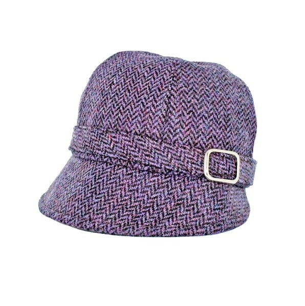 Flapper Tweed Hat - Purple Herringbone #213