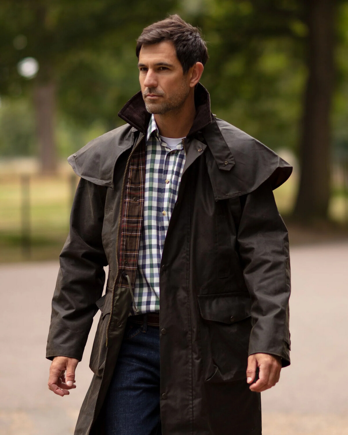 Outback Long Waxed Cotton Coat - Olive