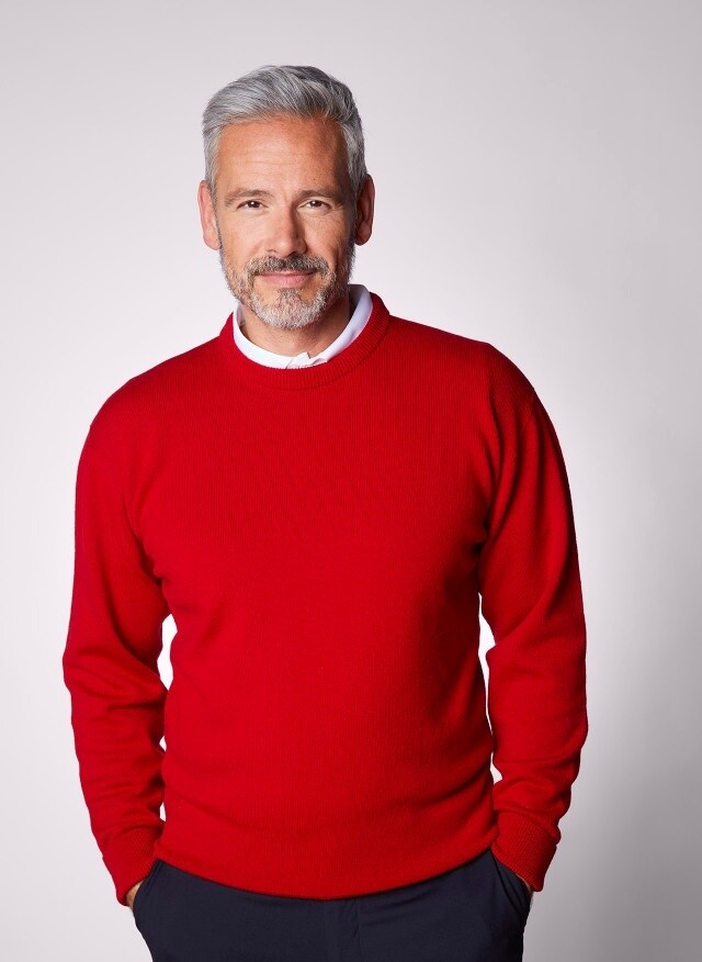 Lambswool Crew Neck Sweater - Carinal Red