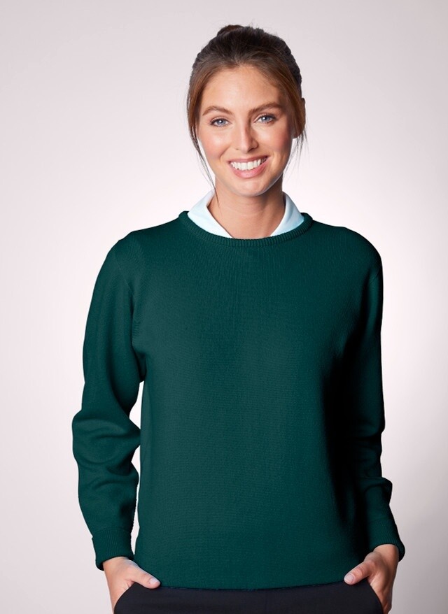 Woman&#39;s Lambswool Crew Neck Sweater - Tartan Green, Size: S