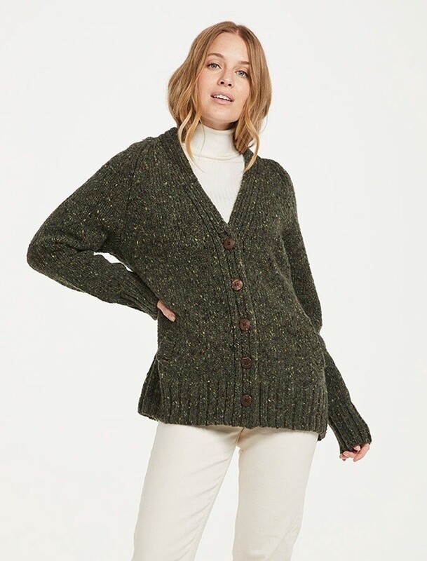 Ladies Donegal Cardigan - Green