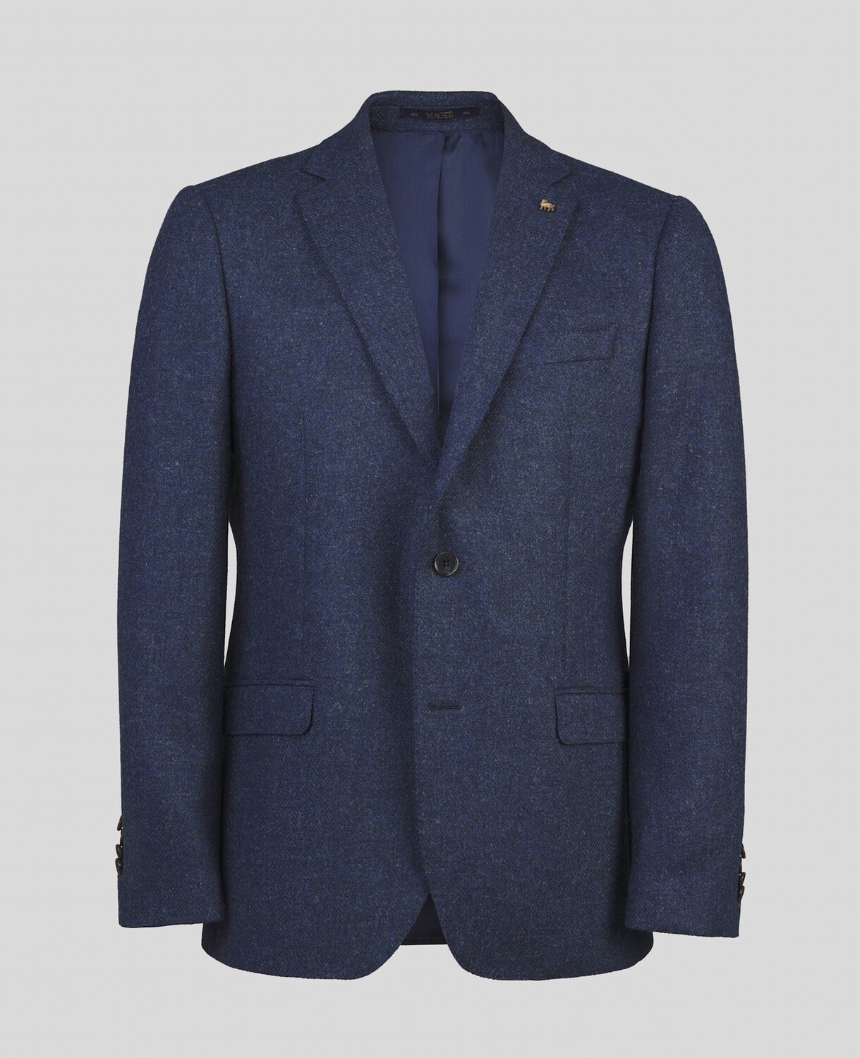 Clady Donegal Tweed Blazer In Blue Herringbone, Size: 38S