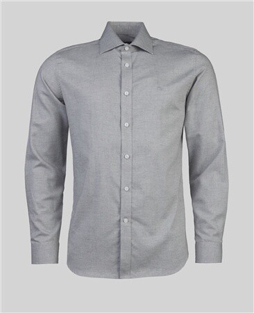Dunross Shirt In Cloud Grey Flannel, Size: Medium
