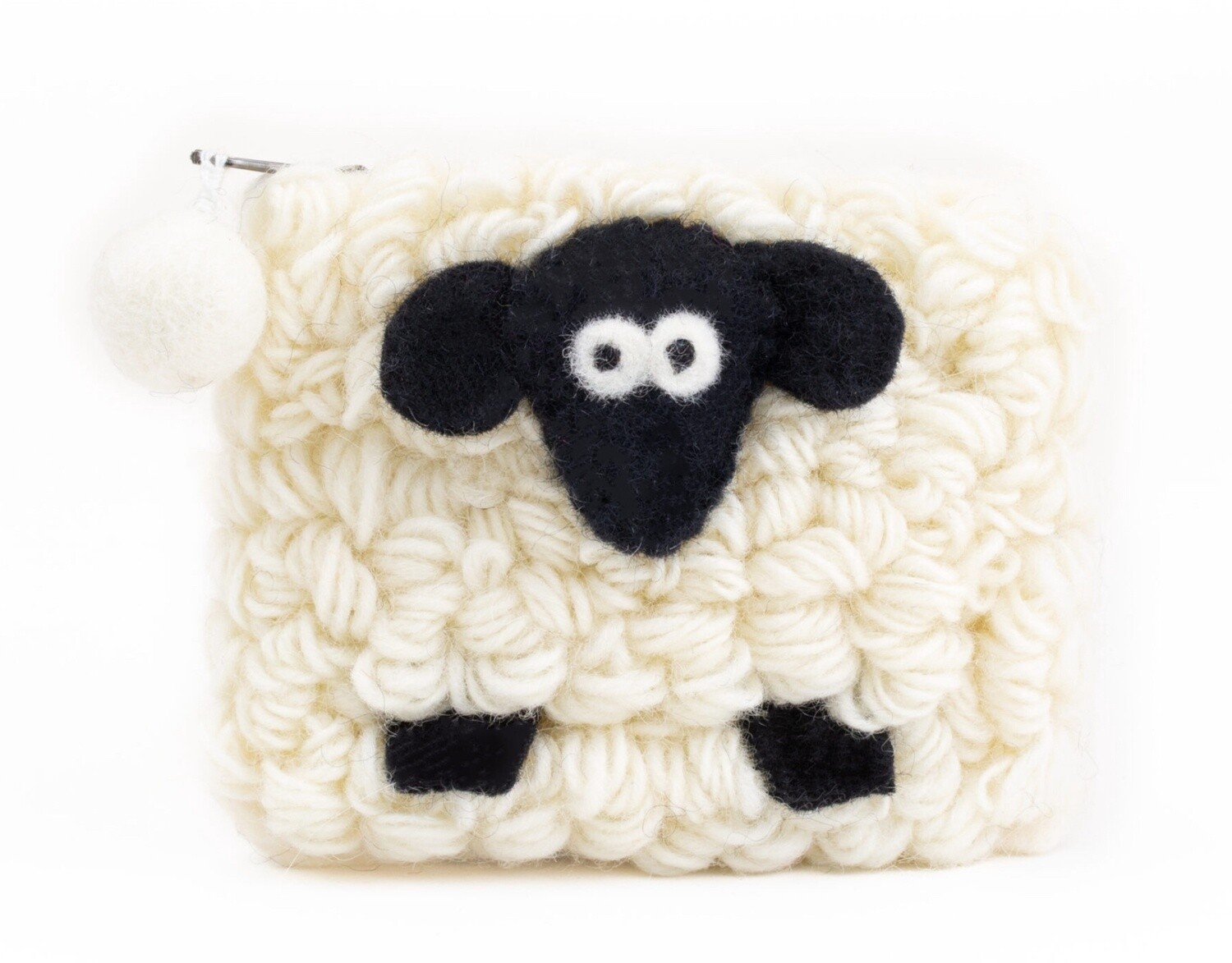 Knitted Sheep Square Purse-White
