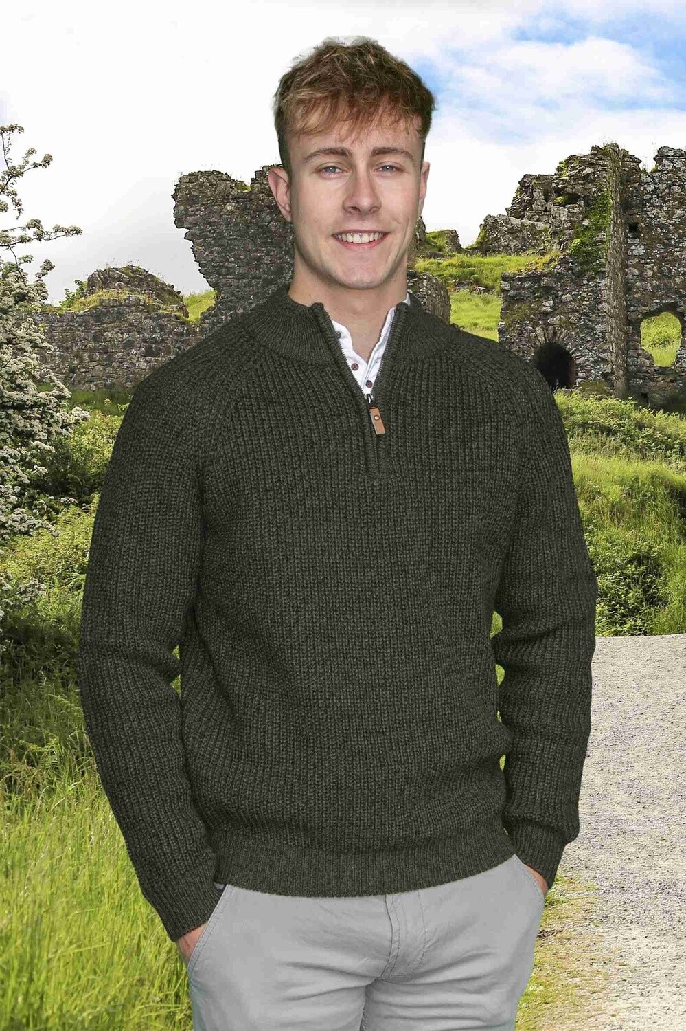 Killybegs 1/2 Zip - Dark Green Marl