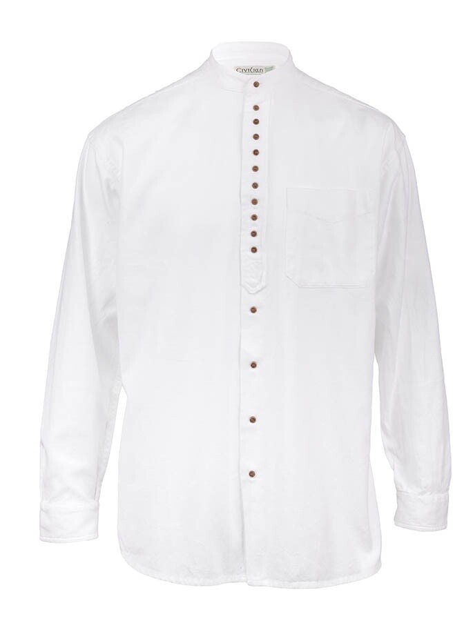 Cotton & Flax Grandfather Shirt - White