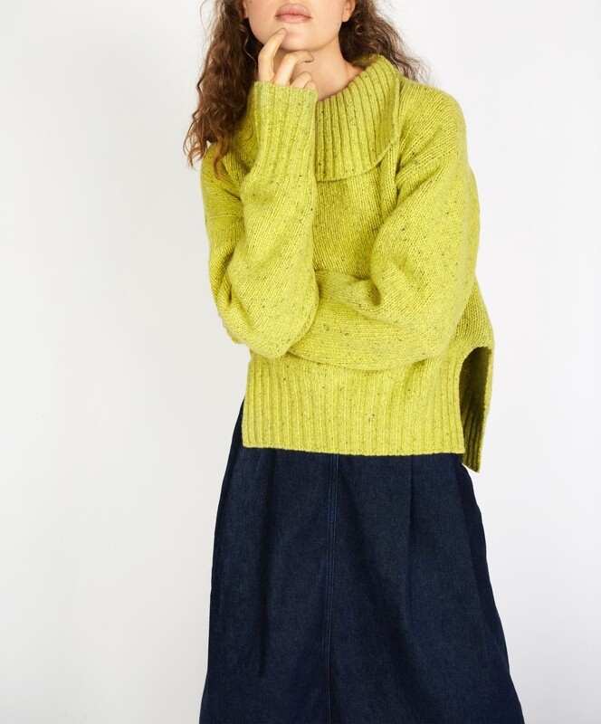 Wilde Slouchy Funnel Neck Sweater - Chartreuse