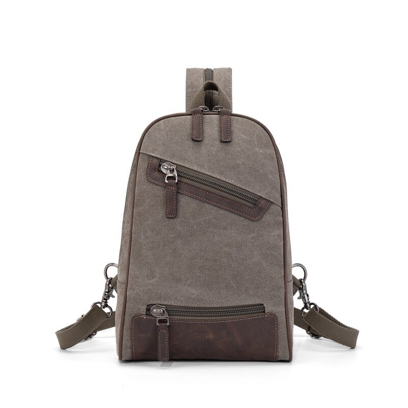Multifunctional Canvas Sling Backpack - Brown