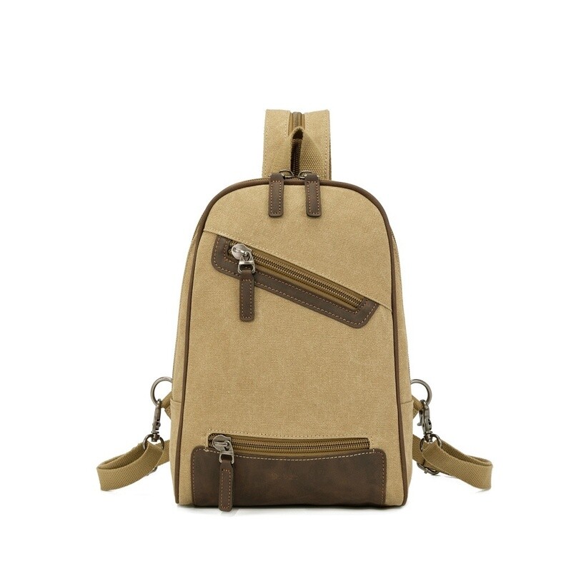 Multifunctional Canvas Sling Backpack - Mustard