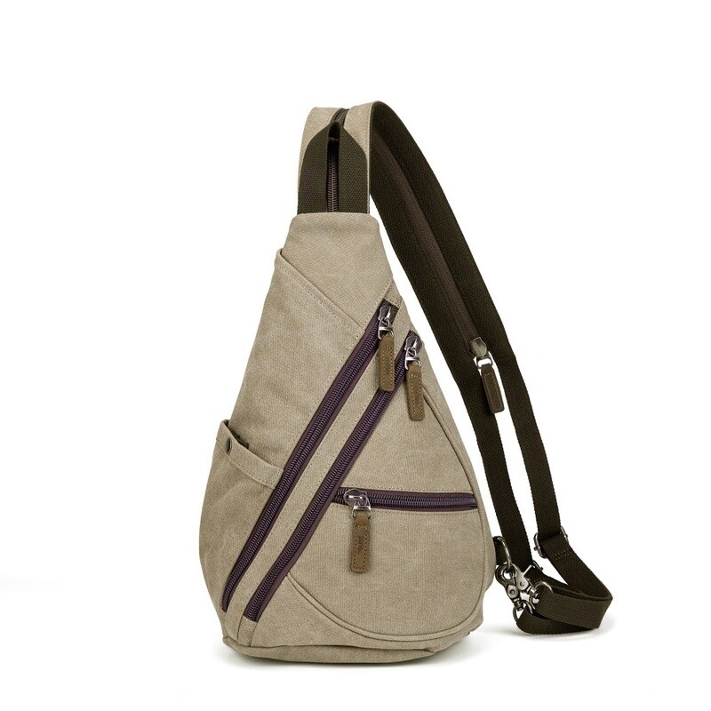 Multifunctional Canvas Sling Bag - Khaki