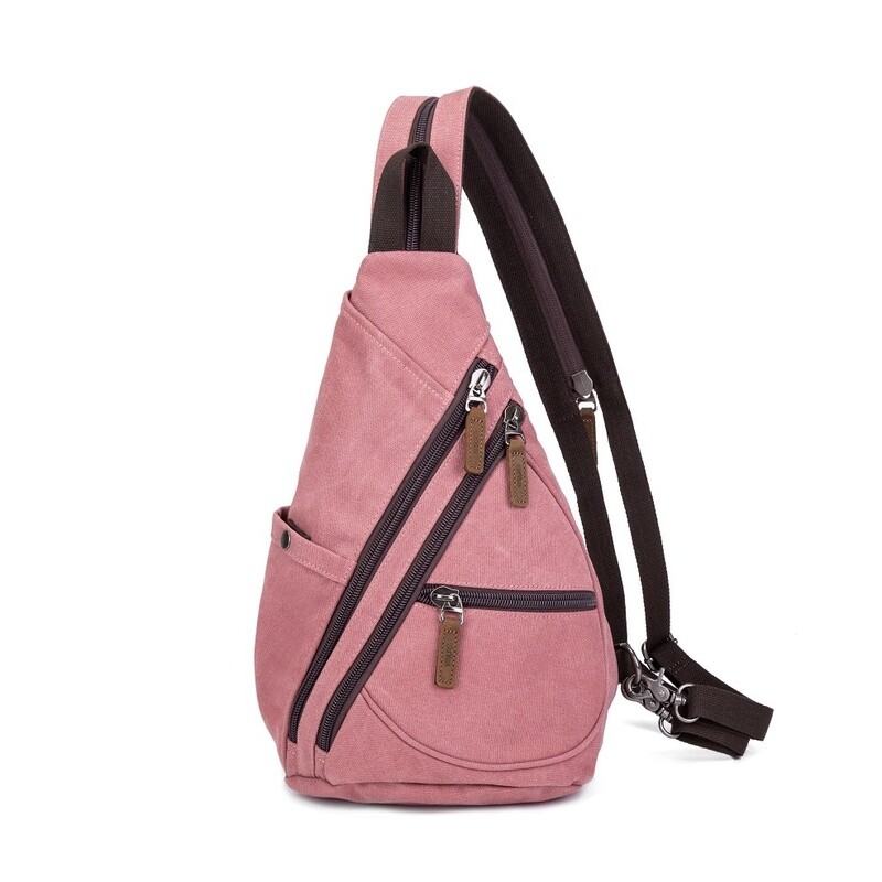 Multifunctional Canvas Sling Bag - Pink