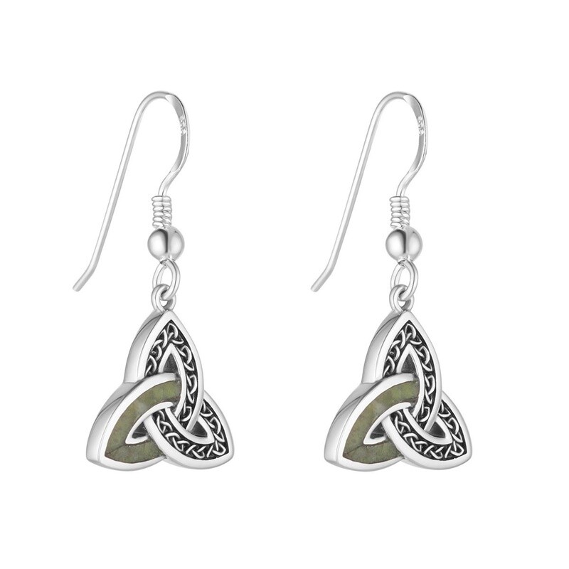 Trinity Drop Earrings-Connemara Marble