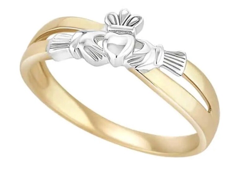 Gold Claddagh Kiss-Two Tone