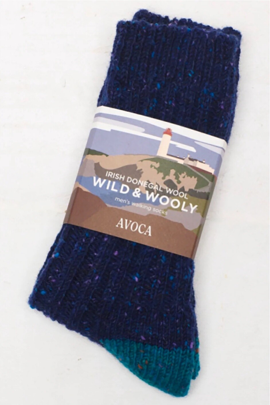 Avoca Socks Men’s - Wild &amp; Wooly - Navy/ Teal