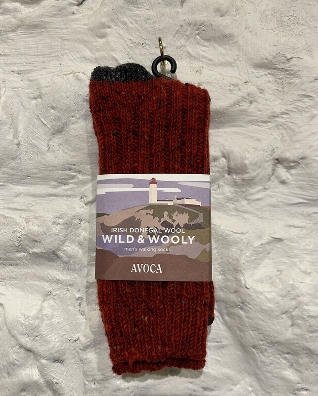 Avoca Socks Men’s - Wild & Wooly - Red/ Grey