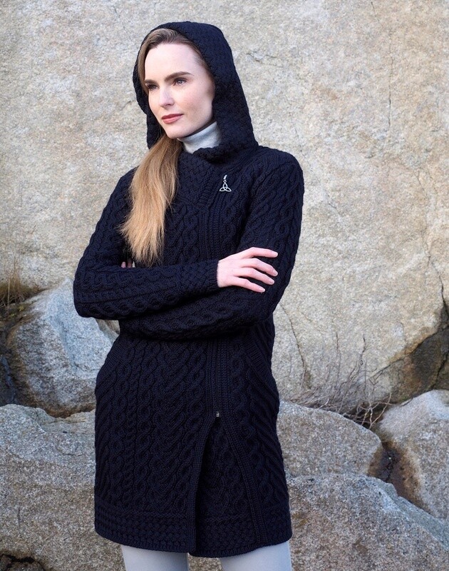 Claddagh Heart Design Side Zip Coat