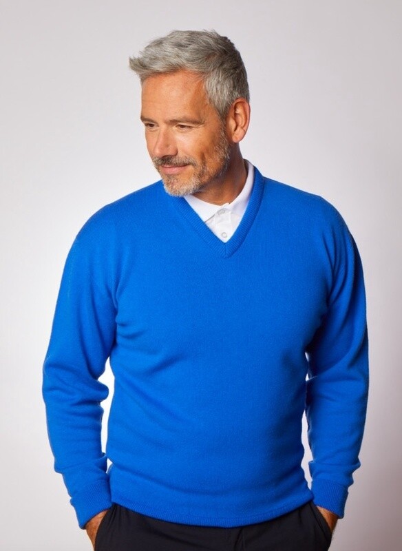 Lambswool V-Neck Sweater - Royal Blue