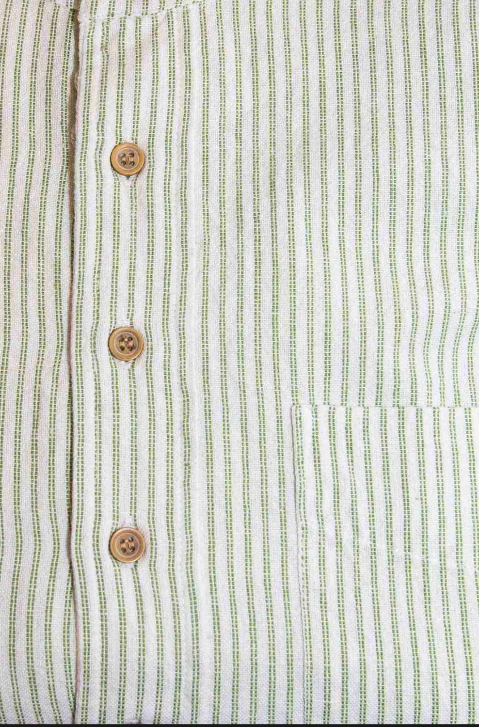 Emerald Isle Grandfather Shirt- Cream with Green Stripe, Size: XS