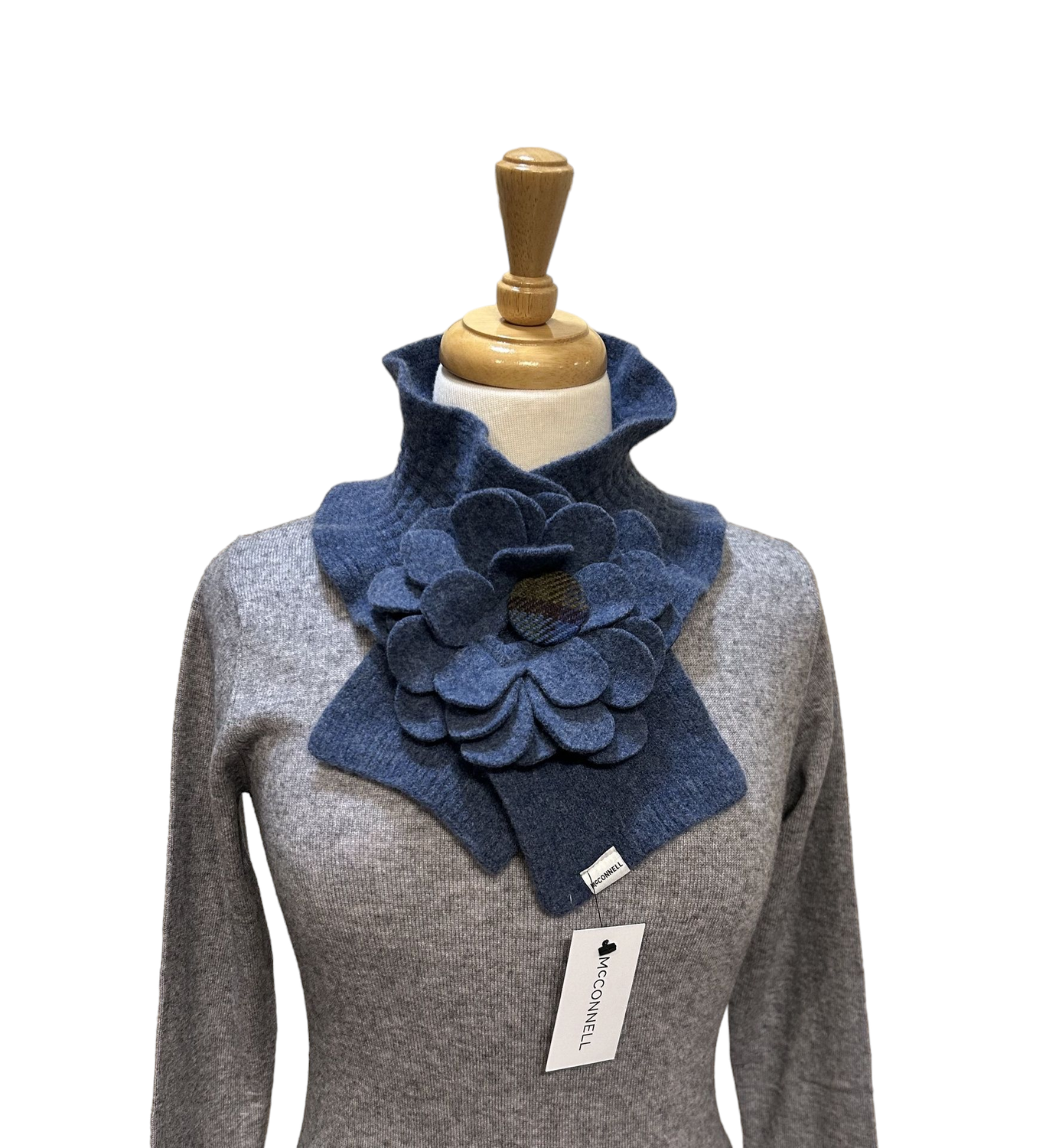 Floral Collar Scarf - Denim