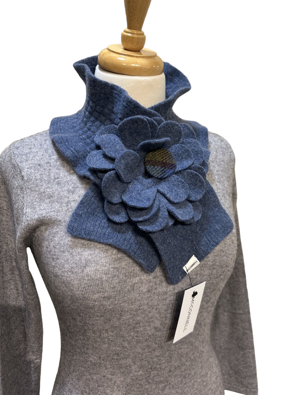 Floral Collar Scarf - Denim