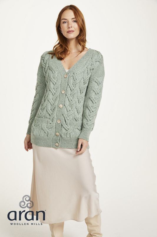 Supersoft V-Neck Chunky Cardigan - Sea Foam Green