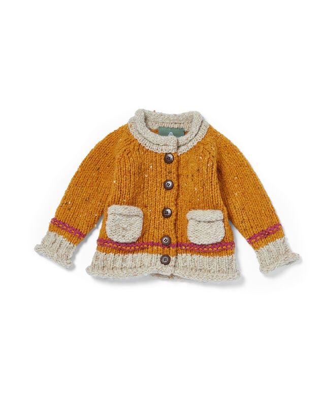 Baby Roll Neck Cardigan - Mustard