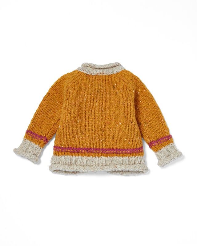 Baby Roll Neck Cardigan - Mustard