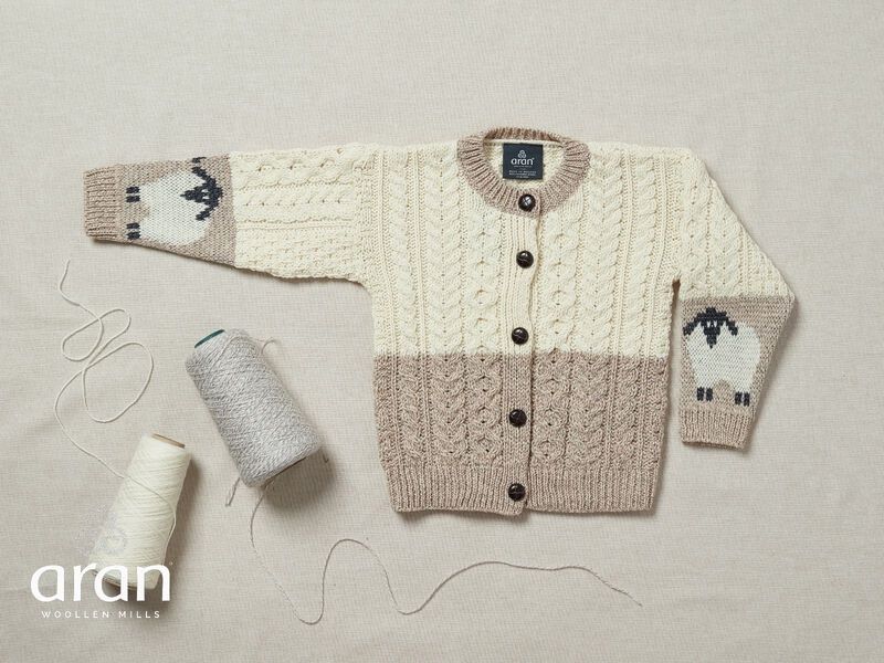Children’s Button Cardigan With Sheep - Natural