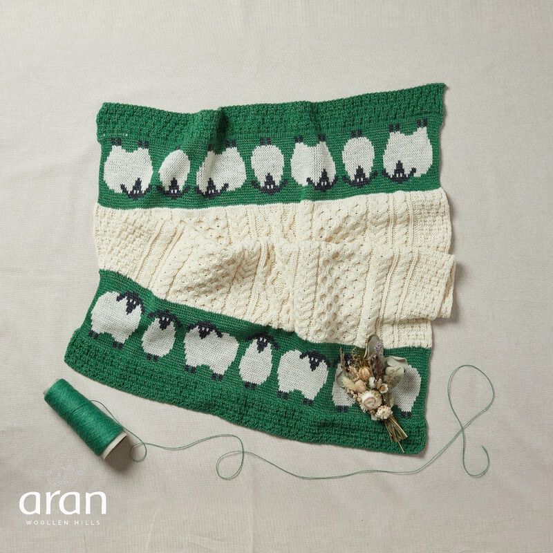 Children’s Sheep Blanket - Green &amp; Natural