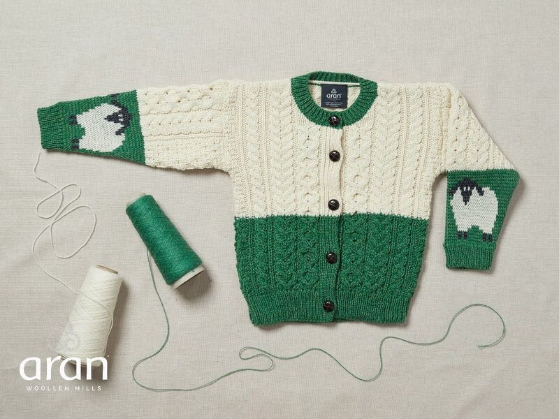 Children’s Button Cardigan With Sheep - Green