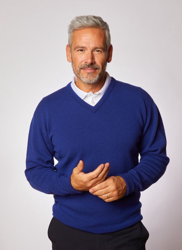 Lambswool V-Neck Sweater - Azure