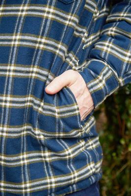 Fleece Lined Shirt- Navy Green Check