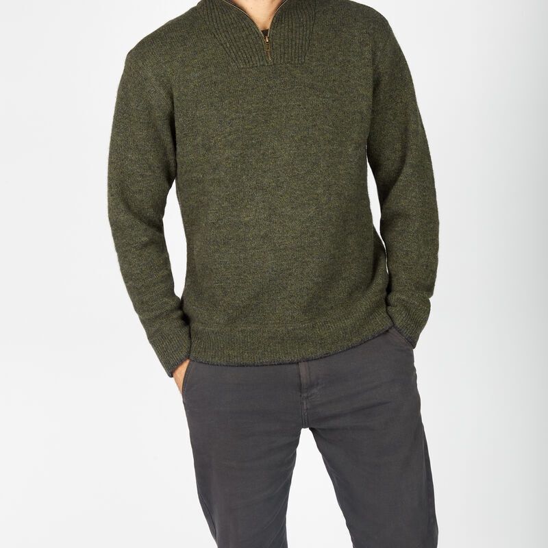 Lambswool Half-Zip - Green Marl