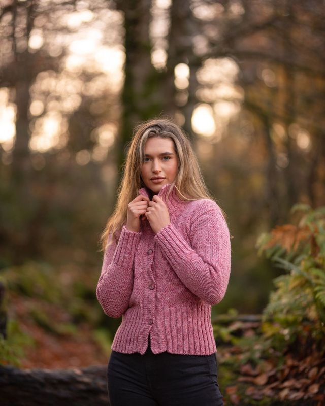 Crop Panel Cardigan - Dusty Pink