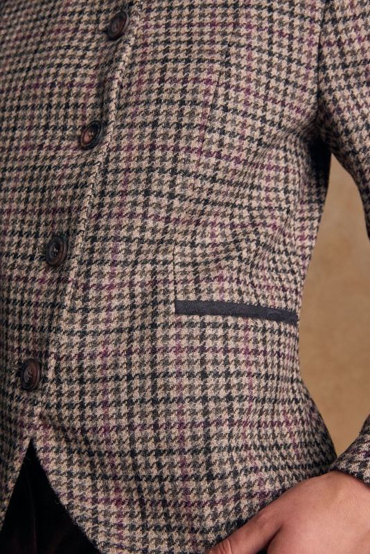 Sasha Tweed Jacket - Plum Hacking Check