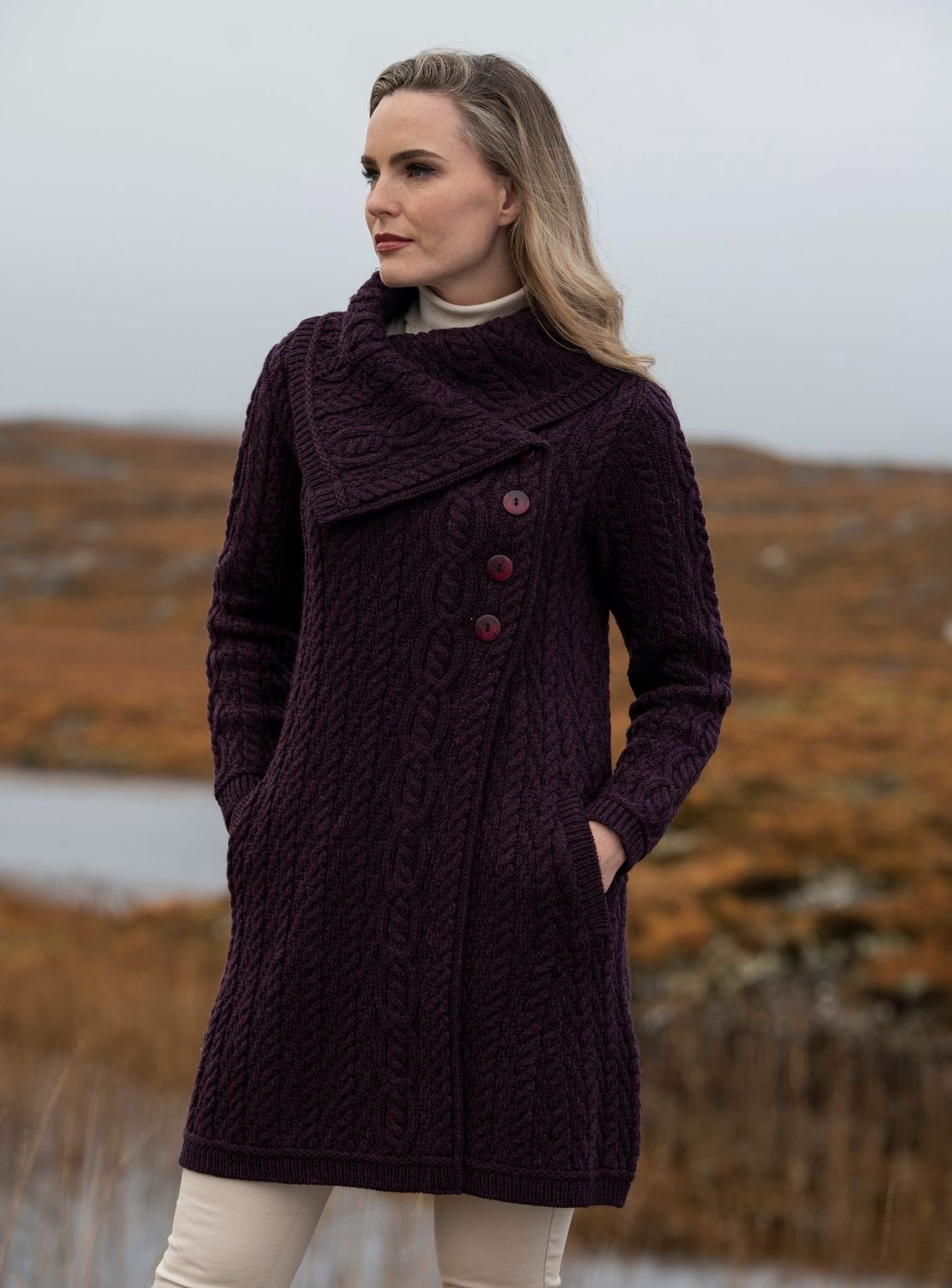 Chunky Collar Coat with Buttons