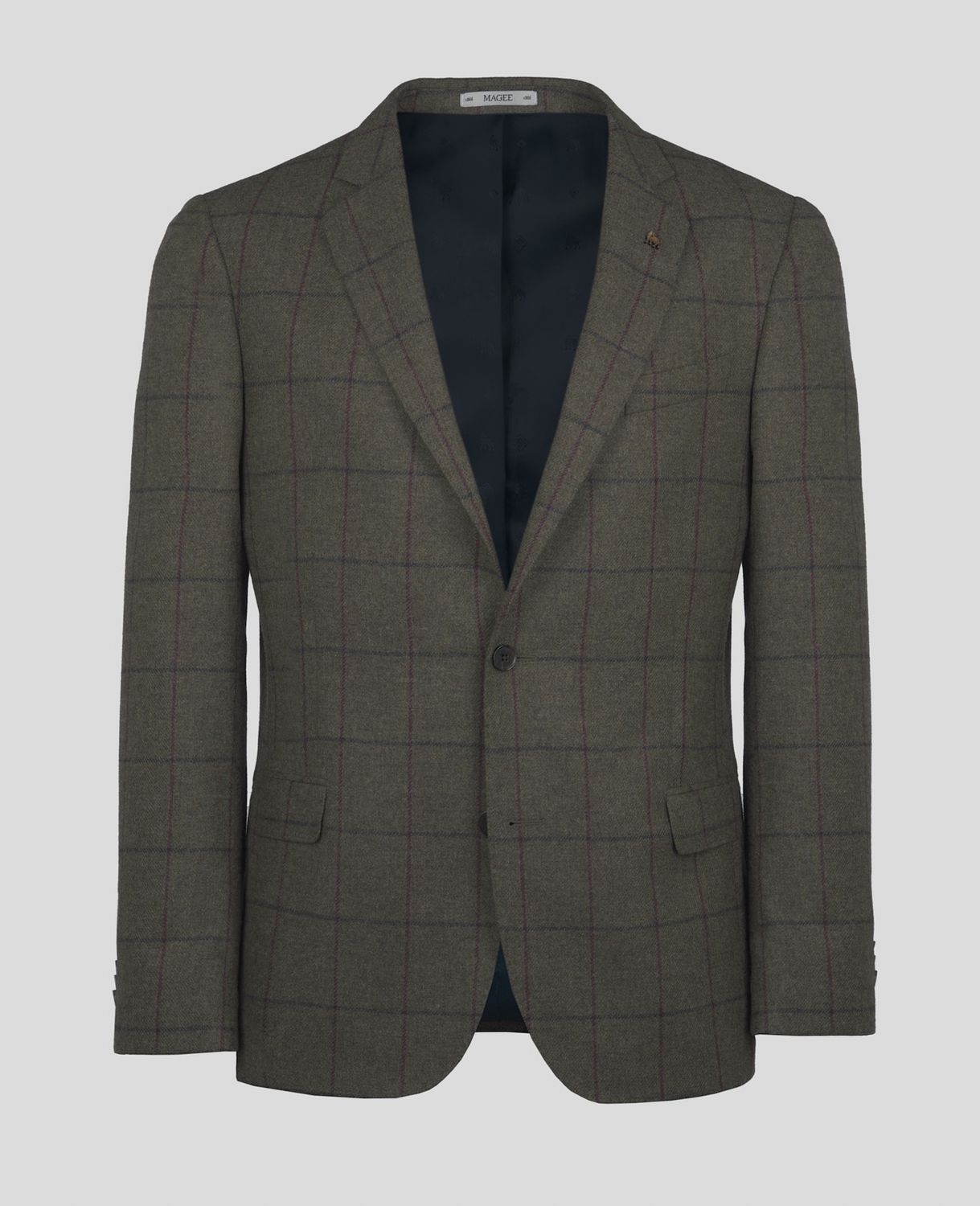 Liffey Tweed Blazer in Brown Windowpane Check - 55404